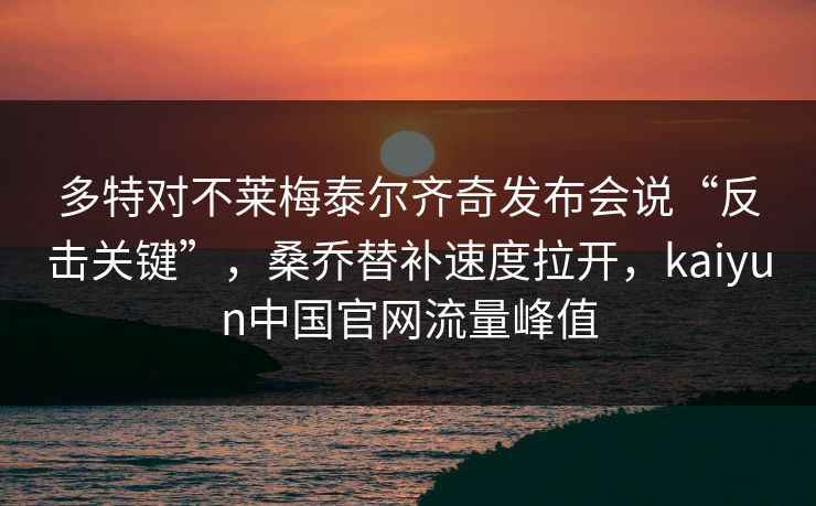 多特对不莱梅泰尔齐奇发布会说“反击关键”，桑乔替补速度拉开，kaiyun中国官网流量峰值